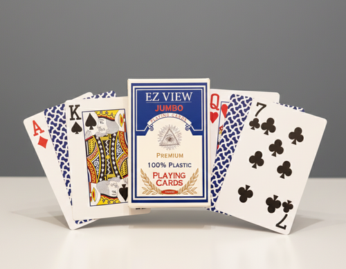 Royal Blue 100% Plastic Jumbo Playing Cards